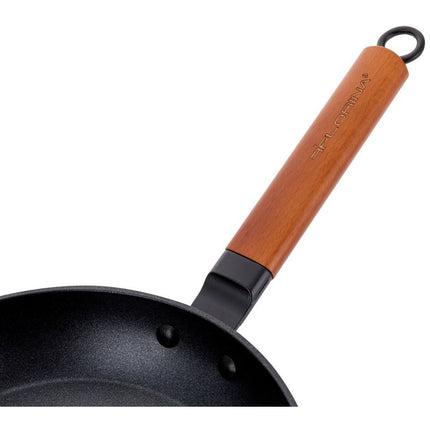 Florina Natura Line koekenpan met keramische coating en houten handvat 24 cm mat zwart / bruin