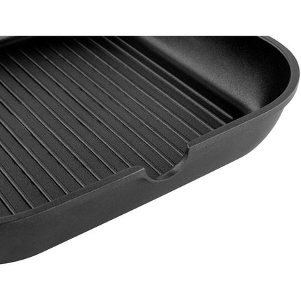 Florina Quatro proffesionele aluminium grillpan met dubbele antiaanbaklaag 28 x 28 cm zwart - geschikt voor inductie
