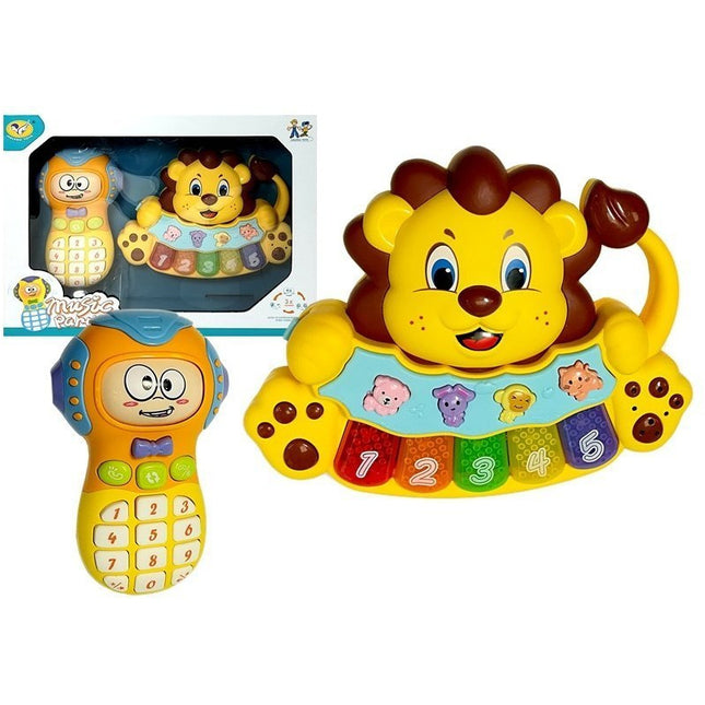 Interactieve speelgoed telefoon en piano leeuw