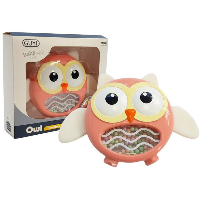 2 in 1 uil rammelaar en bijtring - Baby rammelaar - Educatief babyspeelgoed - Roze