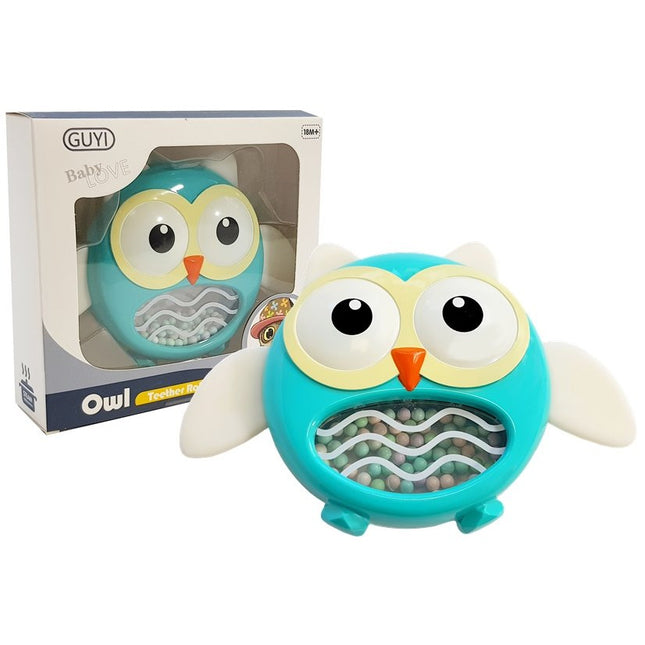 2 in 1 uil rammelaar en bijtring - Baby rammelaar - Educatief babyspeelgoed - Blauw