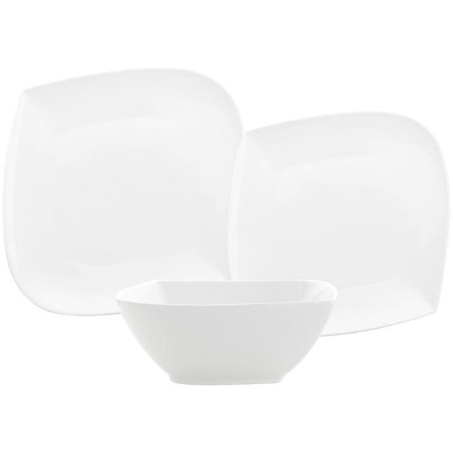 2de kansje Florina Moss premium 18-delige bordenset geometrische vorm en versterkt porselein wit