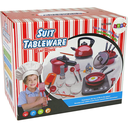 31 delige speelgoedkeuken accessoire set met inductieplaat