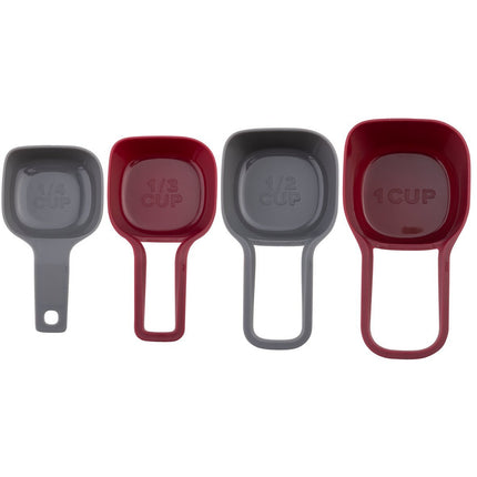 Florina multi smart maatlepel / maat cups 60, 80,125 en 250 ml rood/grijs kunststof