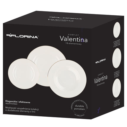 Florina Valentina premium 18 delige bordenset New Bone China porselein met gouden rand wit/goud