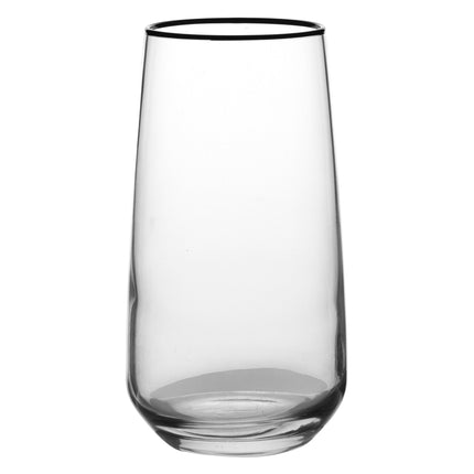 Florina Sevilla 6 exclusieve longdrink glazen met zwarte onyx rand 480ml