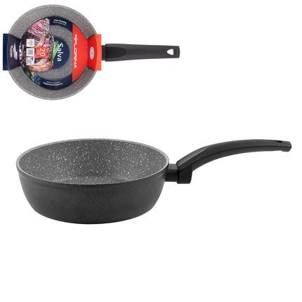Florina Salva koekenpan met hoge rand en 3 laags non stick coating 20 x 6 cm zwart / grijs