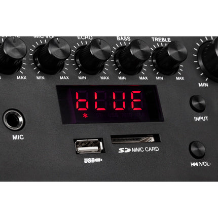 Krüger & Matz KM1715 professionele mobiele luidspreker party speaker box (met 2 UHF draadloze microfoons, SD, Bluetooth, FM, USB) 60 Watt zwart