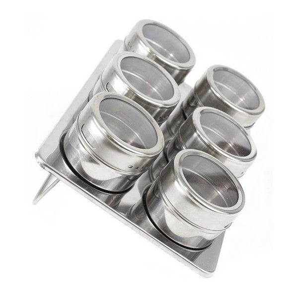 Quttin magnetische kruidenrek / kruidenplank set van 6 RVS zilver