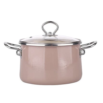 Silesia Izydor vintage latte 8 delige emaille retro pannenset - geschikt voor inductie - kookpannenset.nl