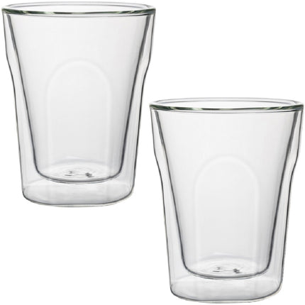 Florina set van 2 dubbelwandige koffie of thee glazen van gehard glas 240ml