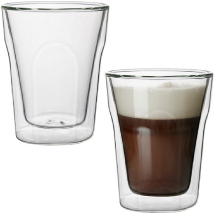 Florina set van 2 dubbelwandige koffie of thee glazen van gehard glas 240ml
