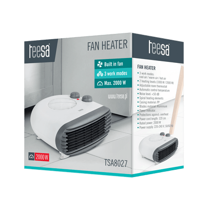 Teesa TSA8027 Ventilatorkachel met warme en koude lucht 3 standen wit/grijs