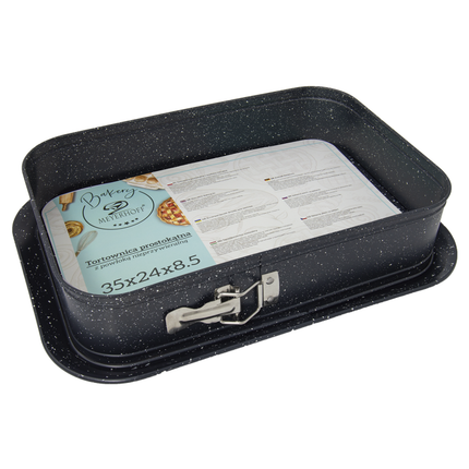 Meyerhoff Bakery rechthoekige springvorm/ bakvorm met opstaande rand 35 x 24 x 8,5 cm antraciet marmer