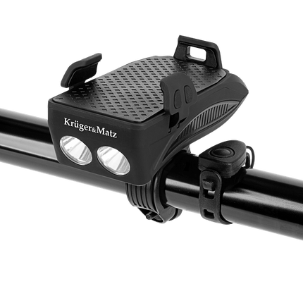 Kruger & Matz XT 50 fietstelefoonhouder met LED verlichting, powerbank 2000mAh en elektrische fietsbel