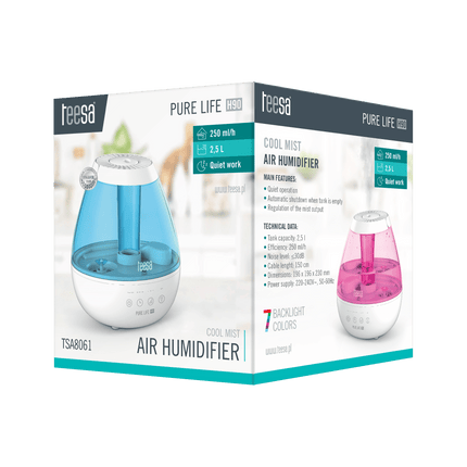 Teesa Pure Life H90 ultrasone luchtbevochtiger met sfeerverlichting 250 ml/u TSA8061