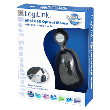 LogiLink optische reis muis ID0016 800dpi USB zwart
