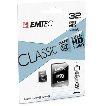 Emtec MicroSDHC 32GB + Adapter CL10 Classic zwart