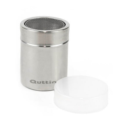 Quttin cacao / poeder strooier met deksel RVS zilver