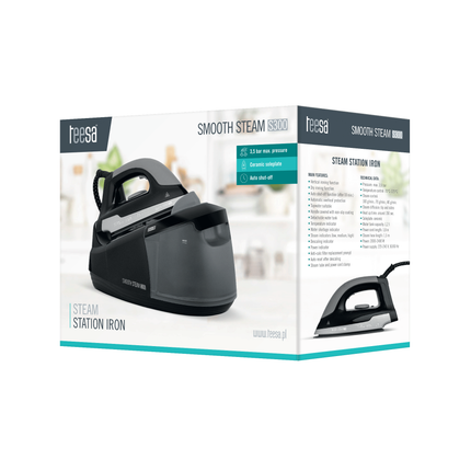 Teesa stoomstrijkijzer Smooth Steam S300 stoomgenerator 1,2 liter zwart TSA2030