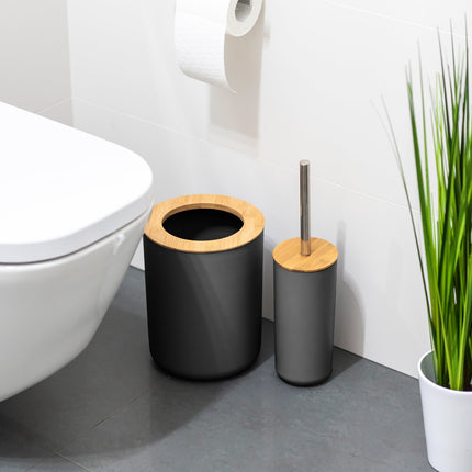 Teesa 6-delige badkamer accessoires set zwart/bamboo TSA0400-B
