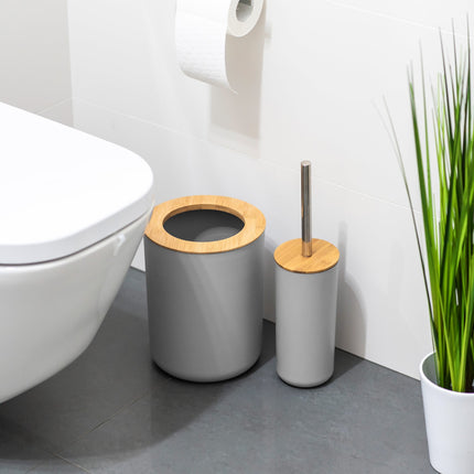 Teesa 6-delige badkamer accessoires set grijs/bamboo TSA0400-G